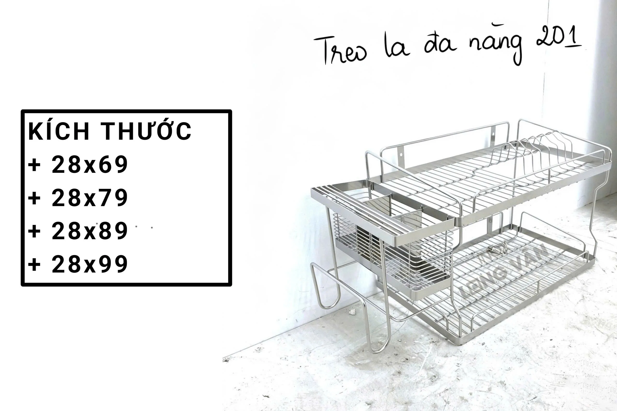 Kệ treo đa năng INOX cao cấp 2 tầng (29x69/79/89/99cm)