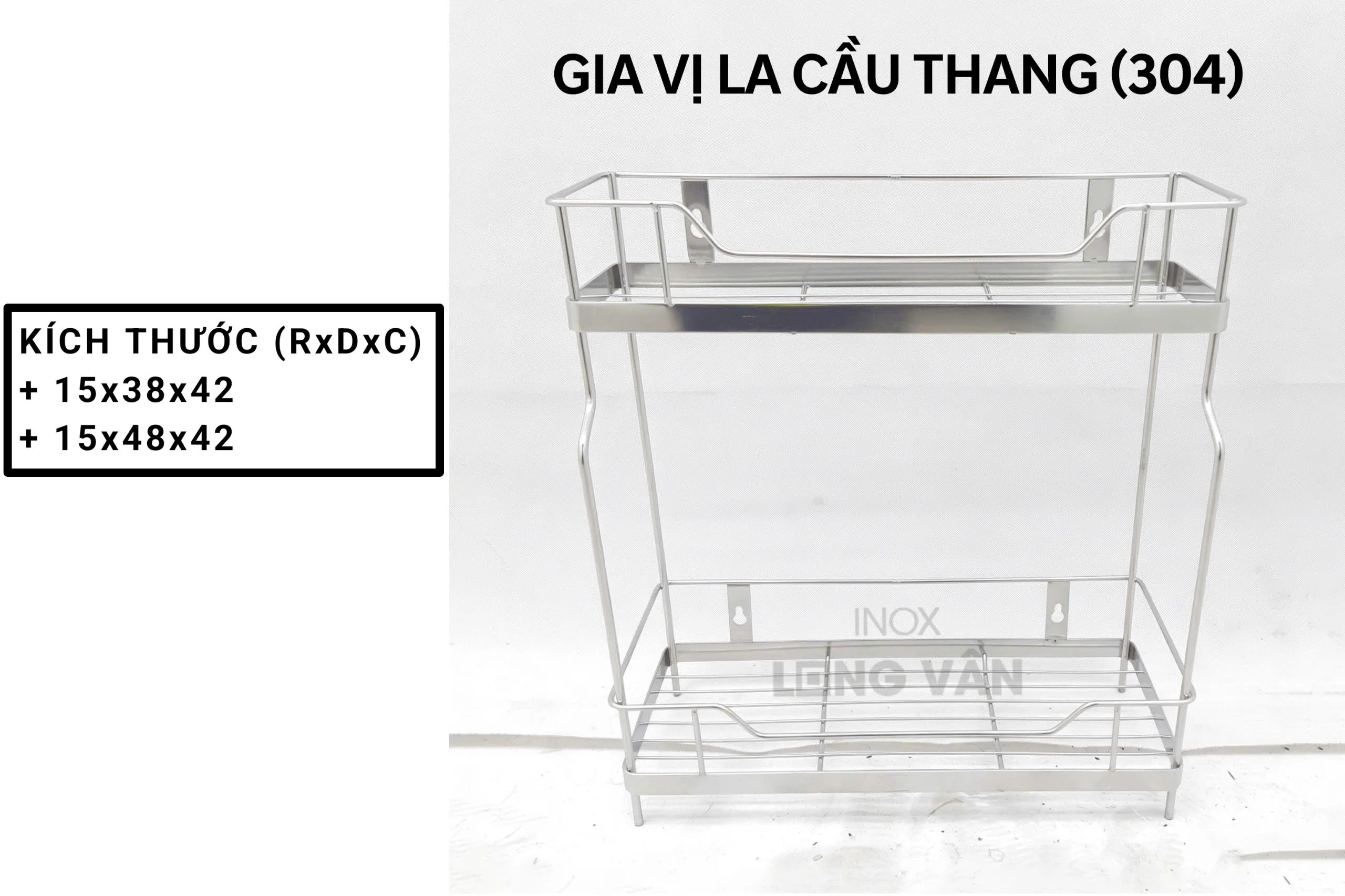 Kệ đựng gia vị INOX 304 hình cầu thang 2 tầng