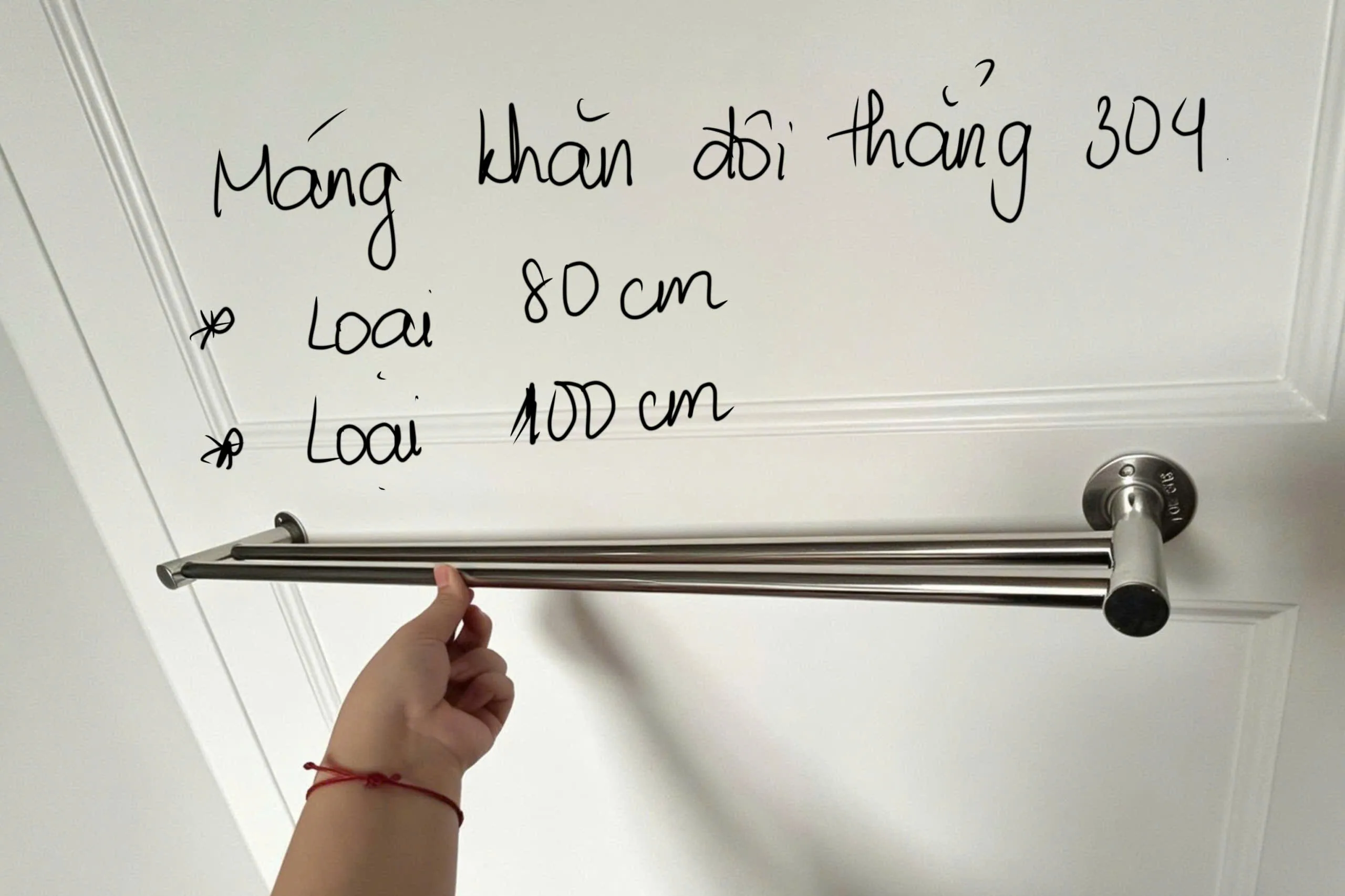 Máng khăn đôi thẳng INOX 304 (80/100cm)